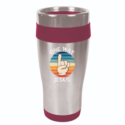 One Way Jesus People Christian Revolution Finger Up Retro 16oz Travel Tumbler