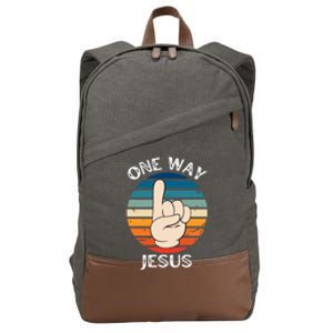 One Way Jesus People Christian Revolution Finger Up Retro Cotton Canvas Backpack