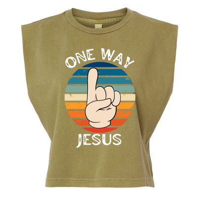 One Way Jesus People Christian Revolution Finger Up Retro Garment-Dyed Women's Muscle Tee