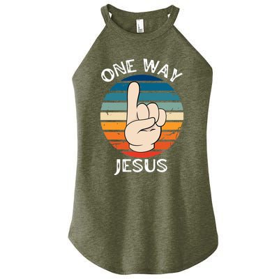 One Way Jesus People Christian Revolution Finger Up Retro Women’s Perfect Tri Rocker Tank