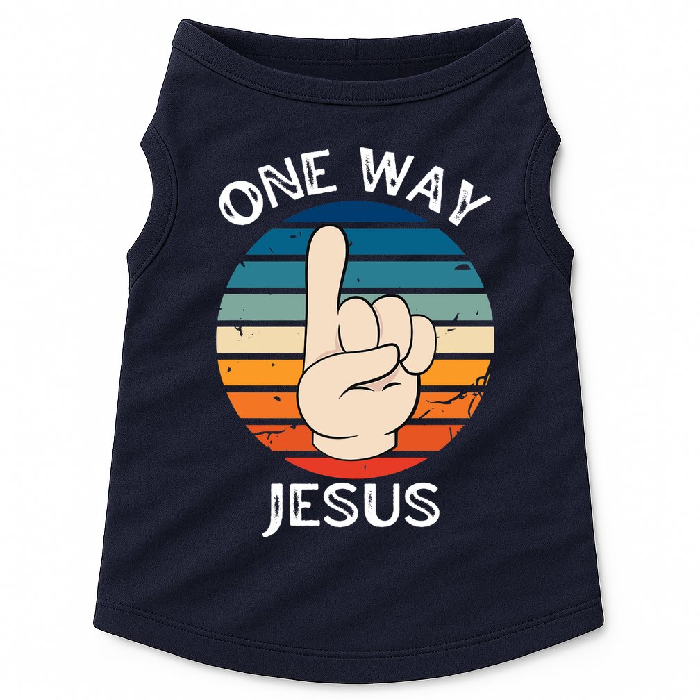 One Way Jesus People Christian Revolution Finger Up Retro Doggie Tank