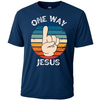 One Way Jesus People Christian Revolution Finger Up Retro Performance Shirt