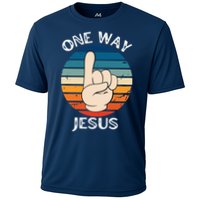 One Way Jesus People Christian Revolution Finger Up Retro Cooling Performance Crew T-Shirt