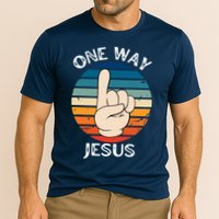 One Way Jesus People Christian Revolution Finger Up Retro Cooling Performance Crew T-Shirt