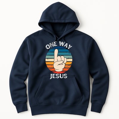 One Way Jesus People Christian Revolution Finger Up Retro Hoodie
