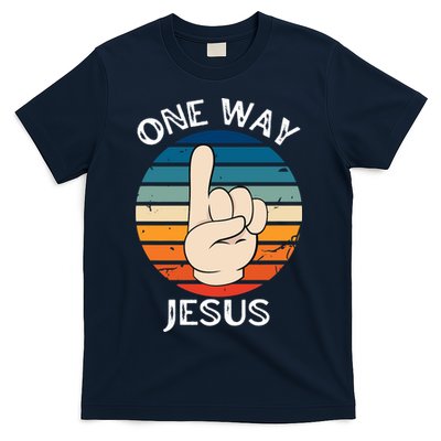 One Way Jesus People Christian Revolution Finger Up Retro T-Shirt
