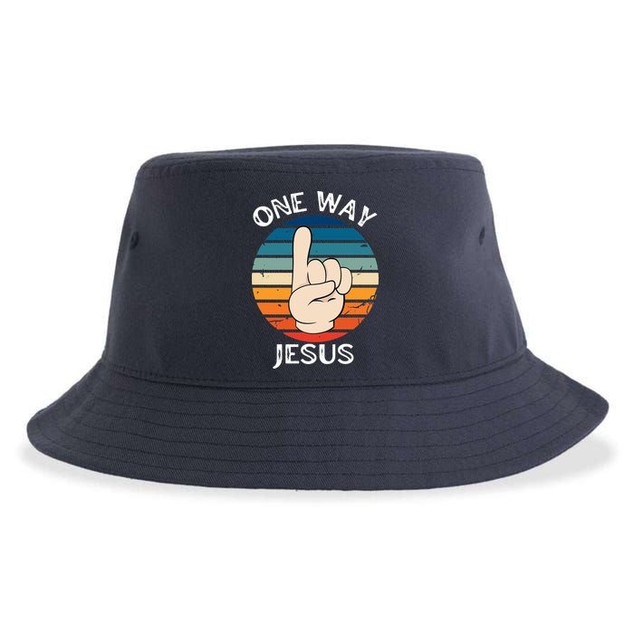 One Way Jesus People Christian Revolution Finger Up Retro Sustainable Bucket Hat