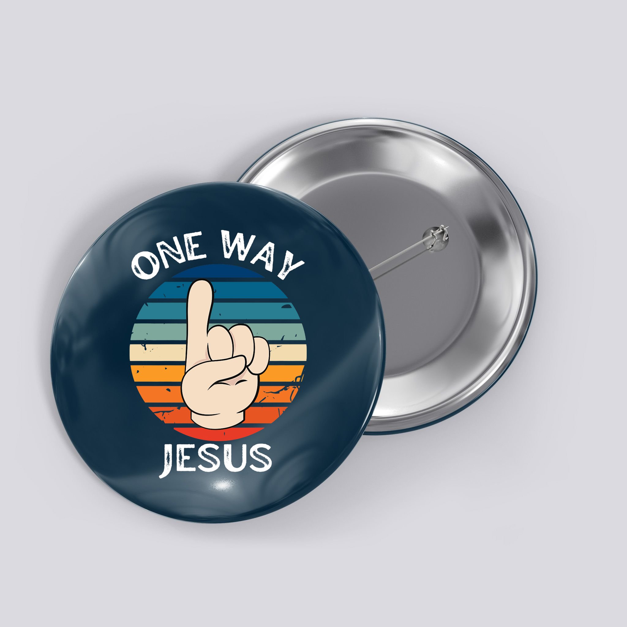 One Way Jesus People Christian Revolution Finger Up Retro Button