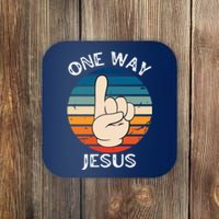 One Way Jesus People Christian Revolution Finger Up Retro Coaster