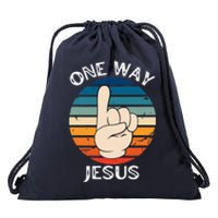 One Way Jesus People Christian Revolution Finger Up Retro Drawstring Bag