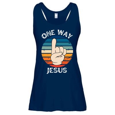 One Way Jesus People Christian Revolution Finger Up Retro Ladies Essential Flowy Tank