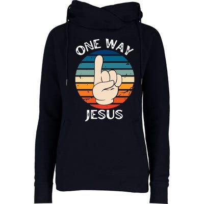 One Way Jesus People Christian Revolution Finger Up Retro Womens Funnel Neck Pullover Hood