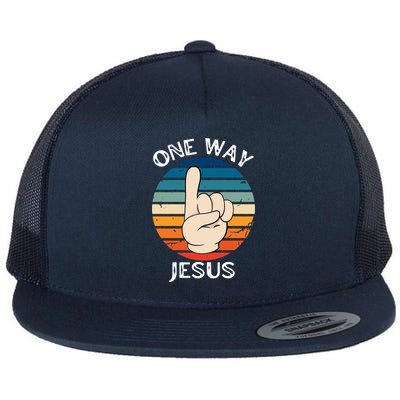 One Way Jesus People Christian Revolution Finger Up Retro Flatbill Hat