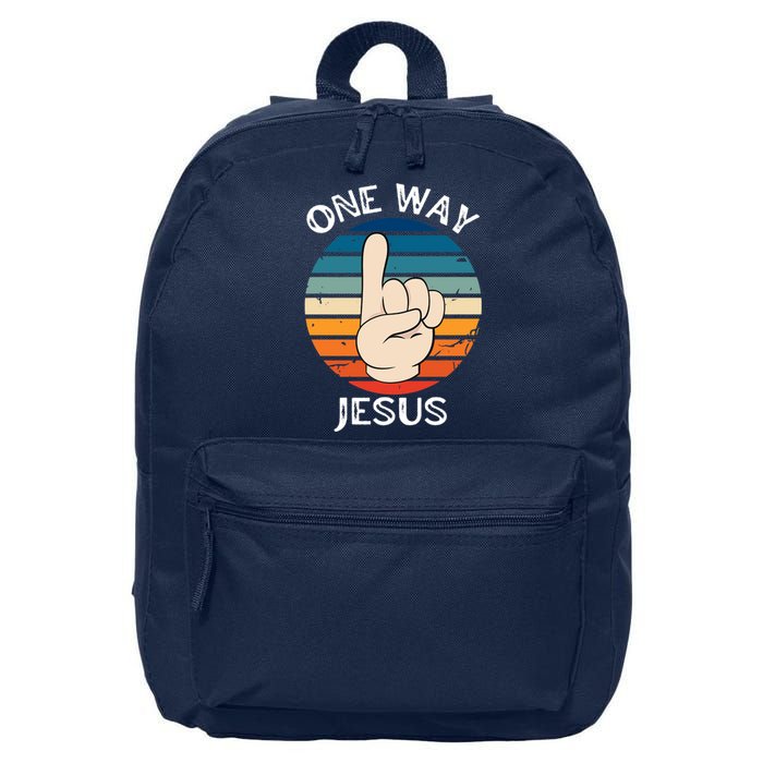 One Way Jesus People Christian Revolution Finger Up Retro 16 in Basic Backpack