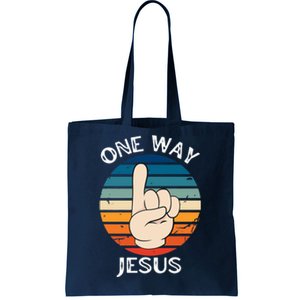 One Way Jesus People Christian Revolution Finger Up Retro Tote Bag