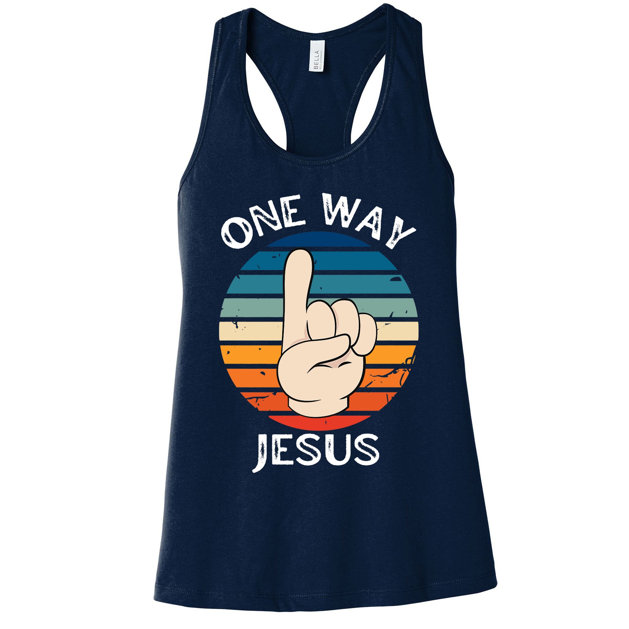 One Way Jesus People Christian Revolution Finger Up Retro Womens Tank Top