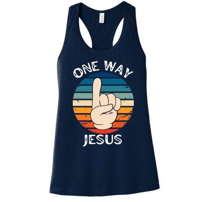 One Way Jesus People Christian Revolution Finger Up Retro Women's Racerback Tank