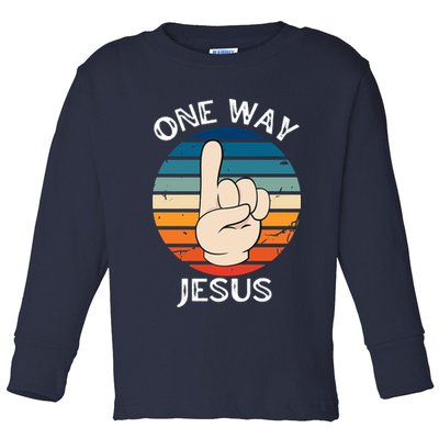 One Way Jesus People Christian Revolution Finger Up Retro Toddler Long Sleeve Shirt