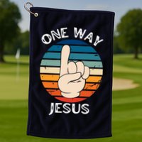 One Way Jesus People Christian Revolution Finger Up Retro Golf Towel