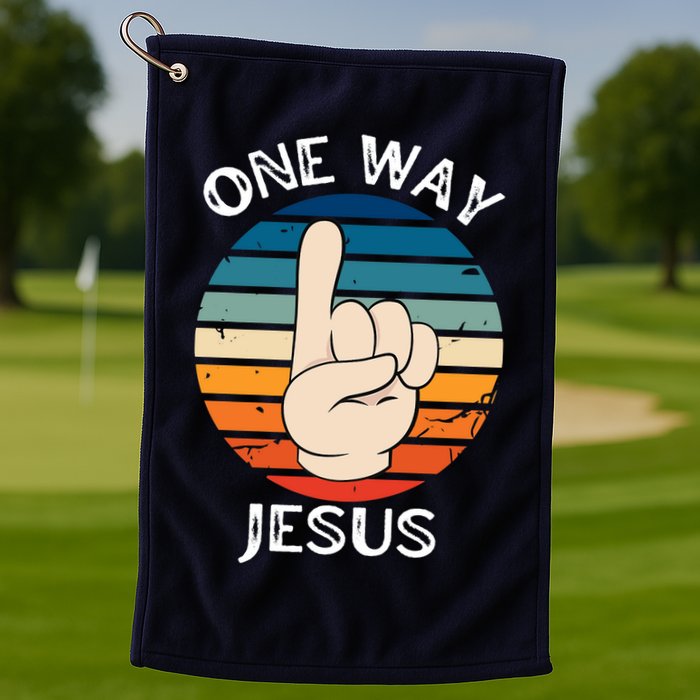 One Way Jesus People Christian Revolution Finger Up Retro Golf Towel