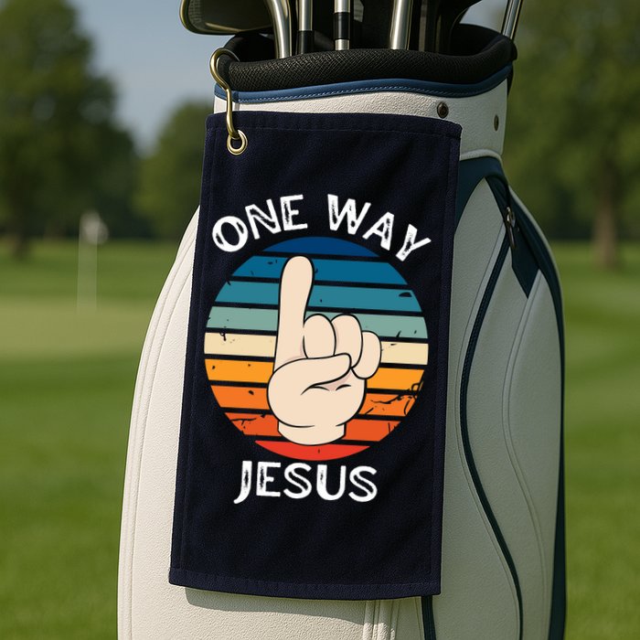 One Way Jesus People Christian Revolution Finger Up Retro Golf Towel