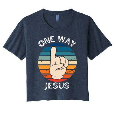 One Way Jesus People Christian Revolution Finger Up Retro Women's Crop Top Tee