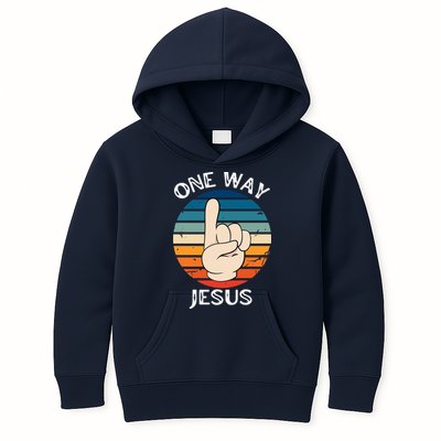 One Way Jesus People Christian Revolution Finger Up Retro Kids Hoodie