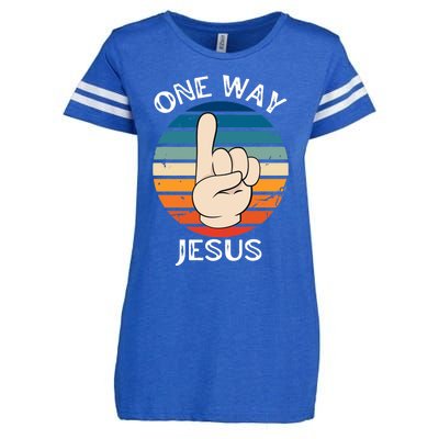 One Way Jesus People Christian Revolution Finger Up Retro Enza Ladies Jersey Football T-Shirt