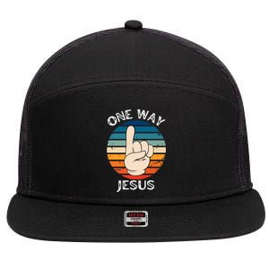 One Way Jesus People Christian Revolution Finger Up Retro Premium 7 Panel Mesh Trucker Snapback Hat