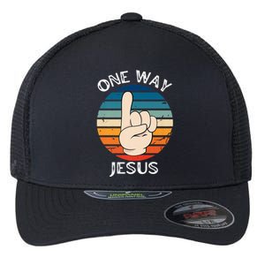 One Way Jesus People Christian Revolution Finger Up Retro Premium Flexfit Unipanel Trucker Cap