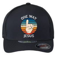 One Way Jesus People Christian Revolution Finger Up Retro Premium Flexfit Unipanel Trucker Cap