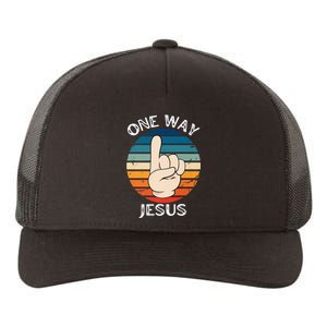 One Way Jesus People Christian Revolution Finger Up Retro Premium Yupoong Adult 5-Panel Trucker Hat