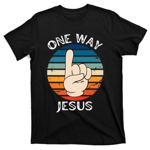 One Way Jesus People Christian Revolution Finger Up Retro Premium T-Shirt