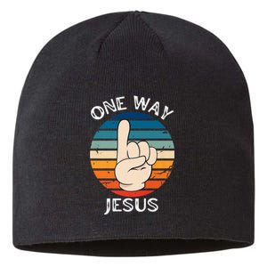 One Way Jesus People Christian Revolution Finger Up Retro Premium Sustainable Beanie