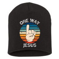 One Way Jesus People Christian Revolution Finger Up Retro Premium Short Acrylic Beanie