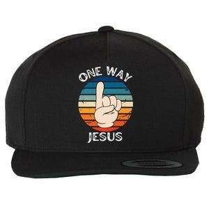 One Way Jesus People Christian Revolution Finger Up Retro Premium Wool Snapback Cap