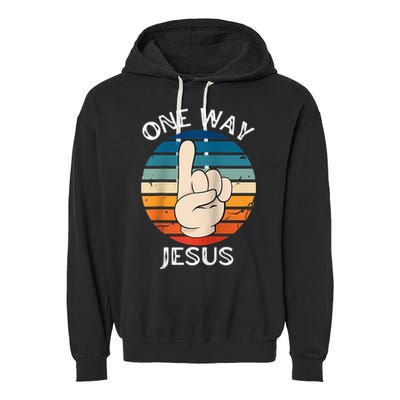 One Way Jesus People Christian Revolution Finger Up Retro Raglan Baseball Tee Garment-Dyed Fleece Hoodie