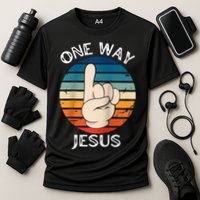 One Way Jesus People Christian Revolution Finger Up Retro Raglan Baseball Tee Cooling Performance Crew T-Shirt