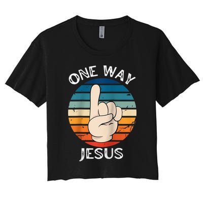 One Way Jesus People Christian Revolution Finger Up Retro Raglan Baseball Tee Crop Top