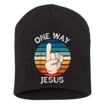 One Way Jesus People Christian Revolution Finger Up Retro Raglan Baseball Tee Short Acrylic Beanie