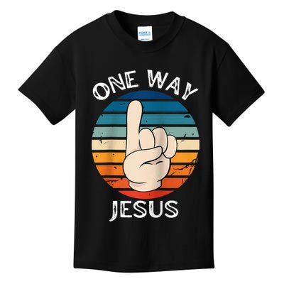 One Way Jesus People Christian Revolution Finger Up Retro Raglan Baseball Tee Kids T-Shirt