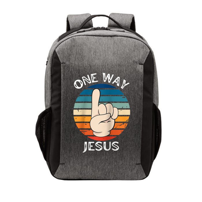 One Way Jesus People Christian Revolution Finger Up Retro Raglan Baseball Tee Vector Backpack