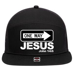 One way John 14:6 Jesus Raglan Baseball Tee 7 Panel Mesh Trucker Snapback Hat