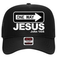 One way John 14:6 Jesus Raglan Baseball Tee High Crown Mesh Back Trucker Hat