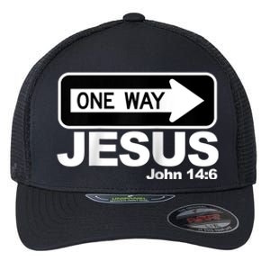 One way John 14:6 Jesus Raglan Baseball Tee Flexfit Unipanel Trucker Cap