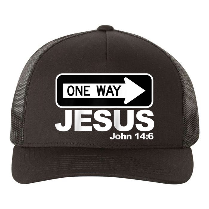 One way John 14:6 Jesus Raglan Baseball Tee Yupoong Adult 5-Panel Trucker Hat