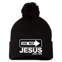 One way John 14:6 Jesus Raglan Baseball Tee Pom Pom 12in Knit Beanie