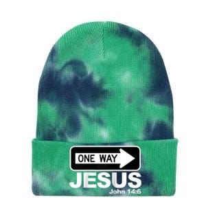 One way John 14:6 Jesus Raglan Baseball Tee Tie Dye 12in Knit Beanie