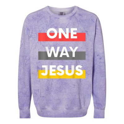 One Way Jesus | Christian Worship Fashion God Pray Bible Colorblast Crewneck Sweatshirt