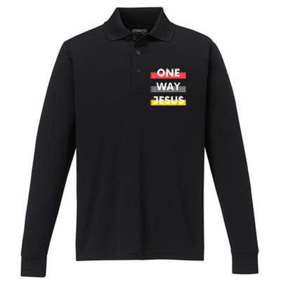 One Way Jesus | Christian Worship Fashion God Pray Bible Performance Long Sleeve Polo